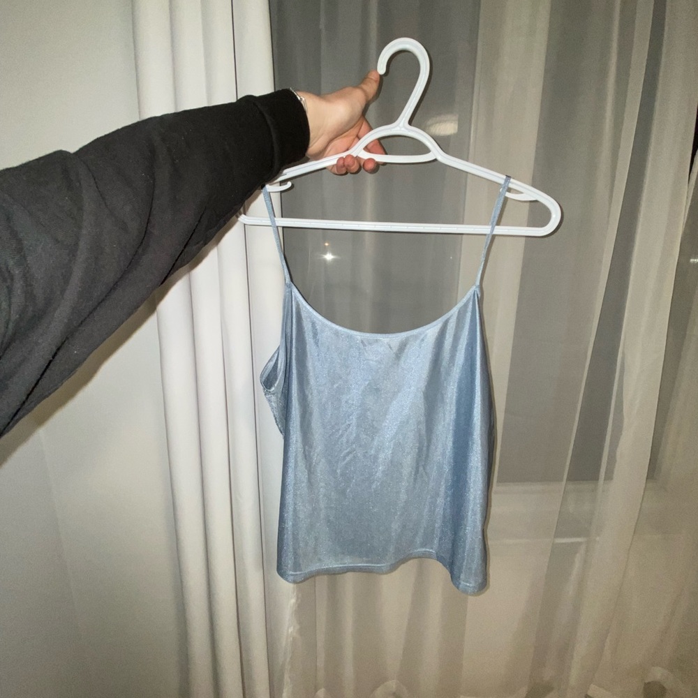 Vintage baby blue silk tank top camisole
